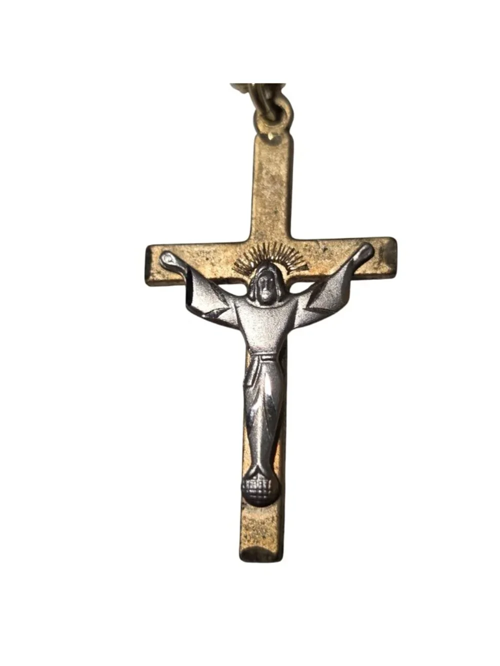14K Gold Filled Crucifix Pendant Necklace 20 inch Stainless Chain Religious